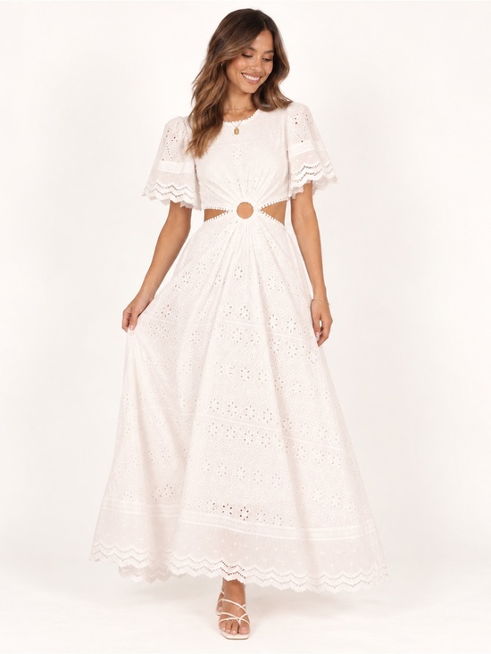Petal & Pup Dresses & Skirts - NEW Petal & Pup Merletto White Eyelet Cutout Maxi Dress Size L NWOT